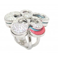 Rotating Ring Silver 925 Sterling Women's Zircon & Color Stones Cocktail A525